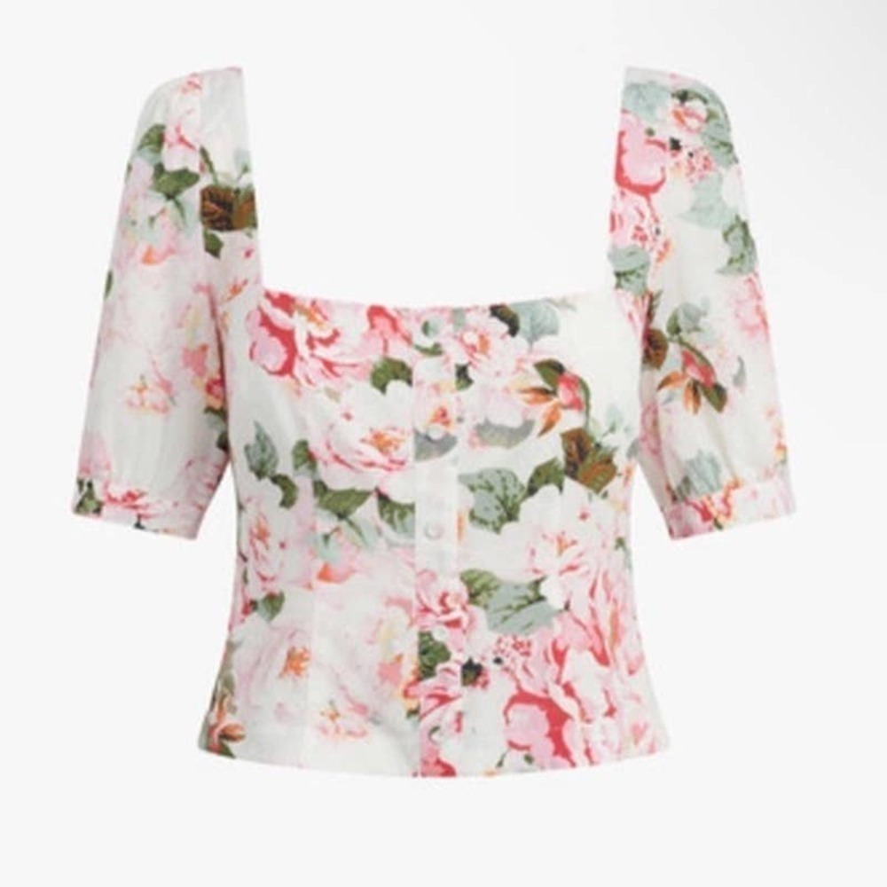 Favorite Daughter The One That Got Away Floral Square Neck Blouse Size L NWOT
